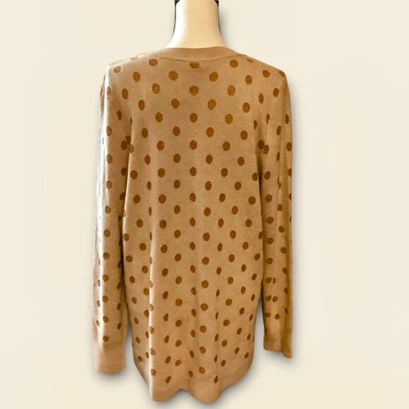 LOFT Women's Crewneck Sweater Wool Blend Metallic Latte Polka Dot in XL NWT - Picture 4 of 11